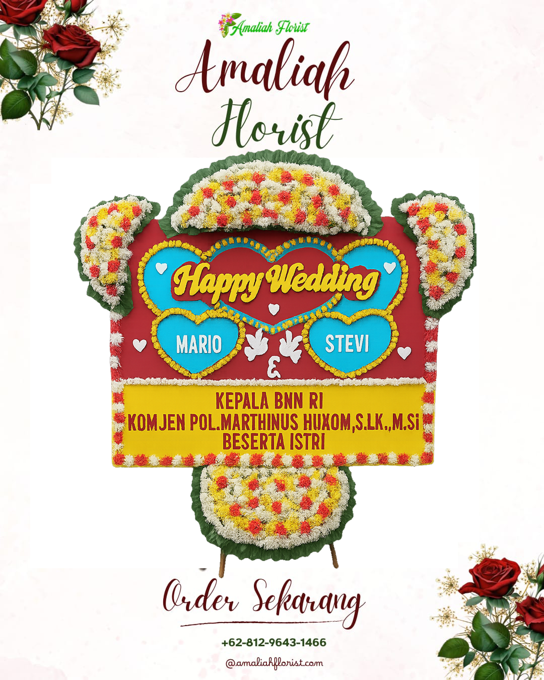 Papan Bunga Pernikahan Kelapa Dua